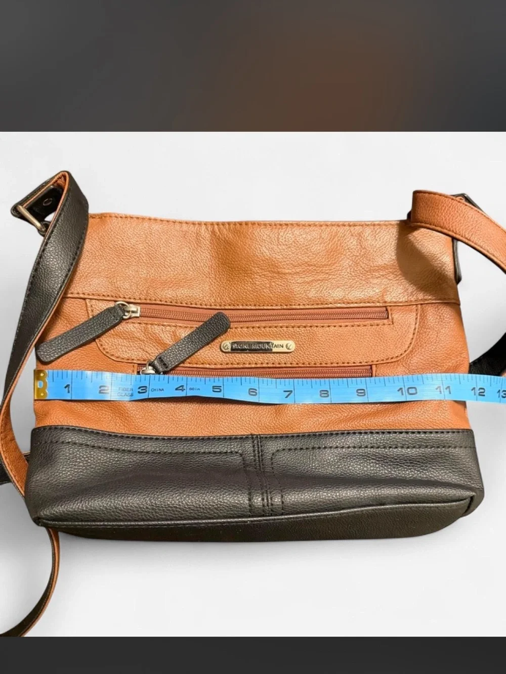 Leather Crossbody Bag- Tan and Black